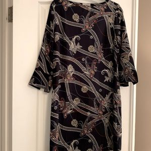 H&M navy dress with print; women’s size 10.